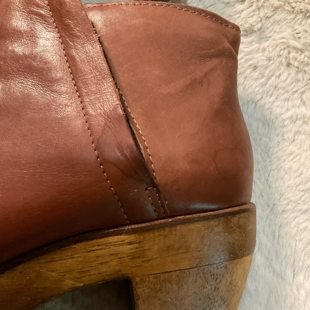Women’s Brown Leather Platform Ankle Boots - Picture 6 of 16